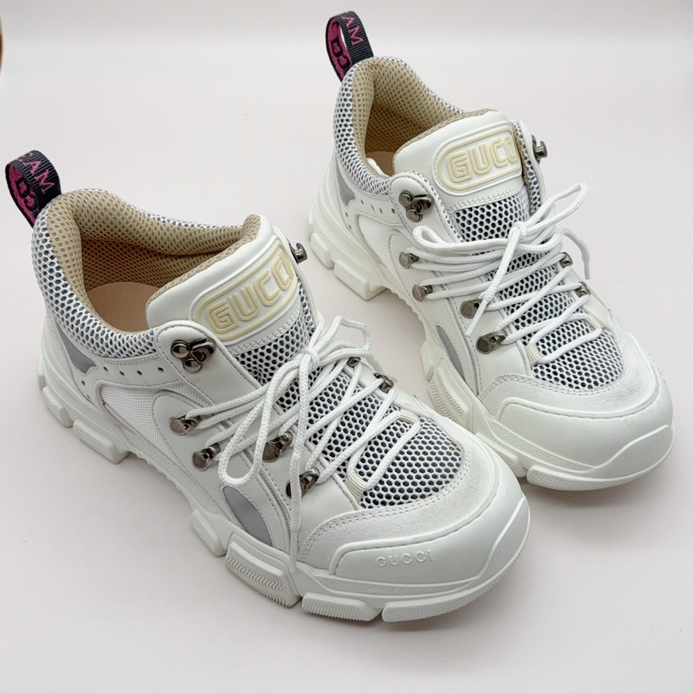 Gucci Women White Leather Sneakers Size 40 (US 10)